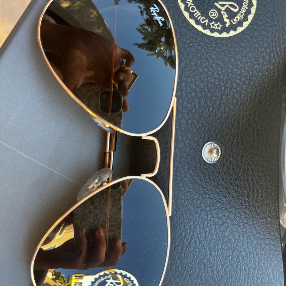 Ray-Ban Gold Frame Sunglasses with Dark Lenses